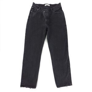 NEW Abercrombie Dad High Rise Crossover Jeans Clean Girl Minimal Y2k 90s Black